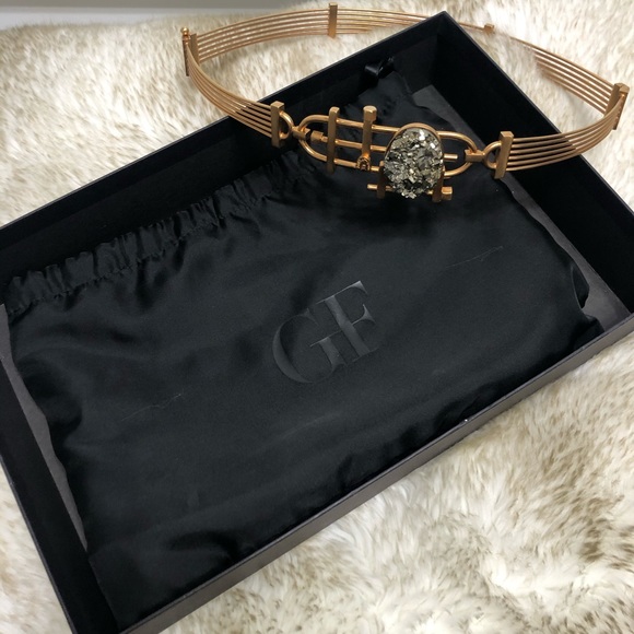 Gianfranco ferre belt. Gold color and pyrite stone main image 10